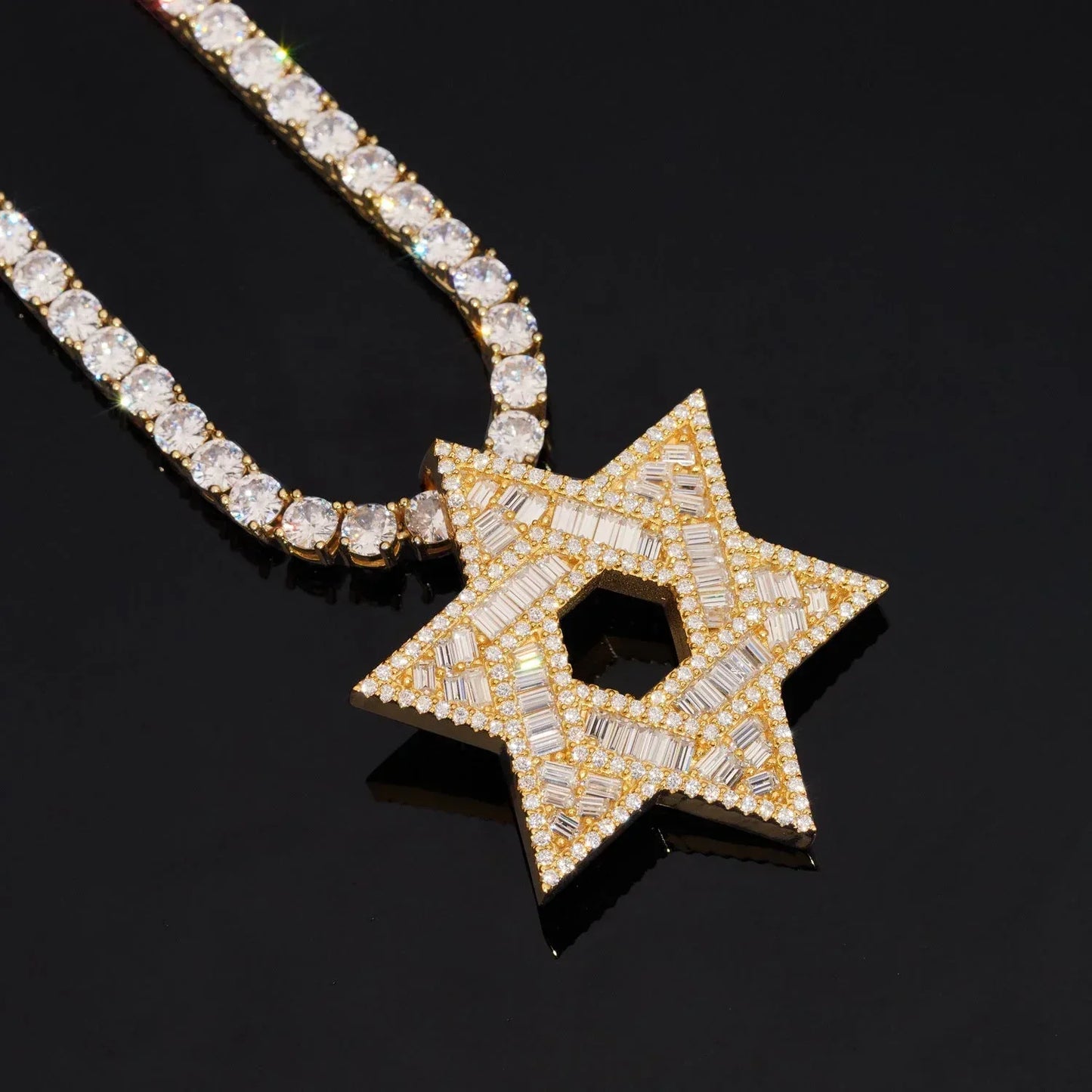 925 Silver Moissanite Star Pendant – European & American Hip-Hop Jewelry, In Stock - CaratixJewelry
