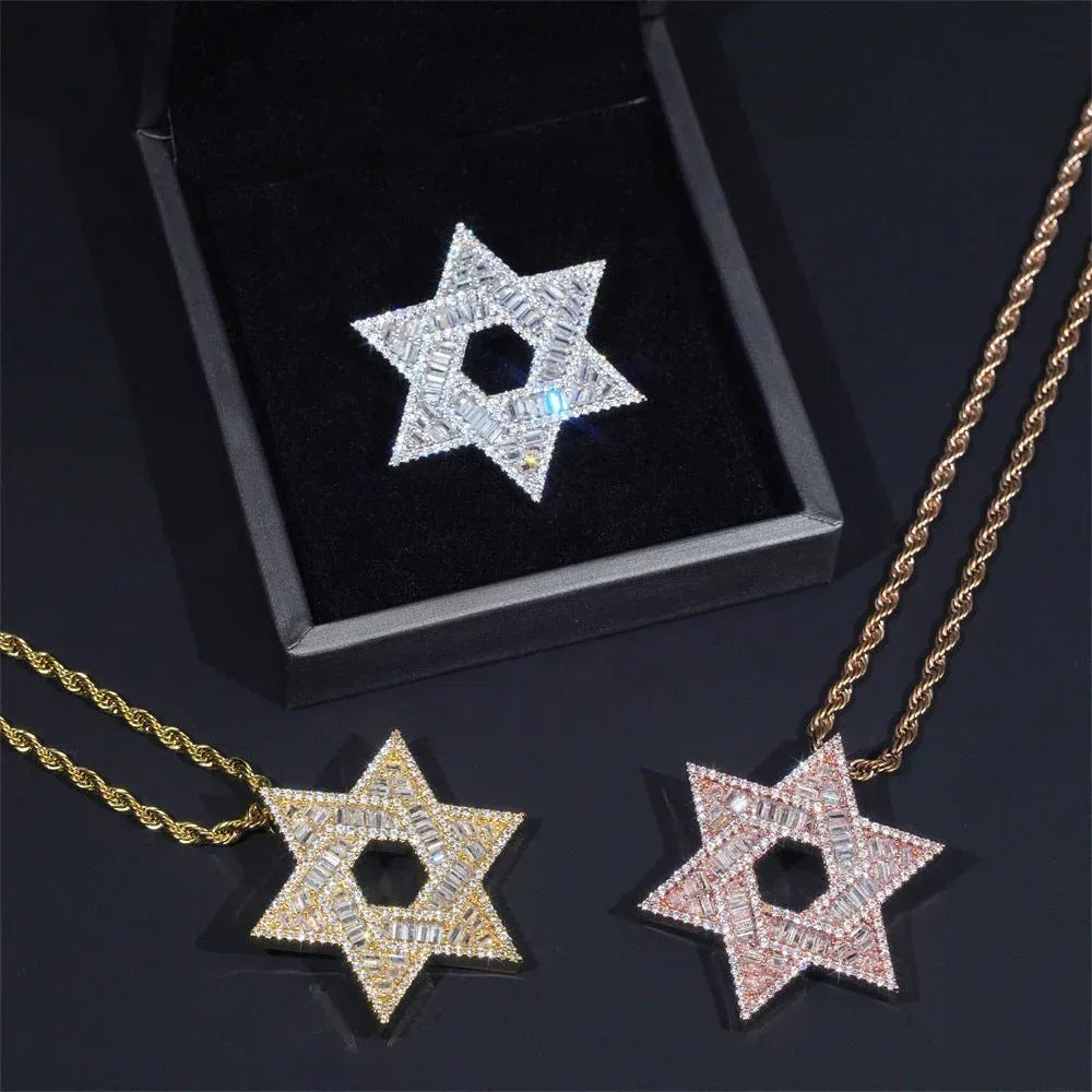 925 Silver Moissanite Star Pendant – European & American Hip-Hop Jewelry, In Stock - CaratixJewelry
