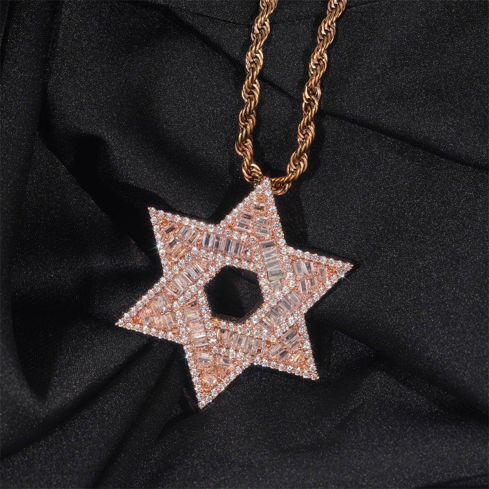 925 Silver Moissanite Star Pendant – European & American Hip-Hop Jewelry, In Stock - CaratixJewelry