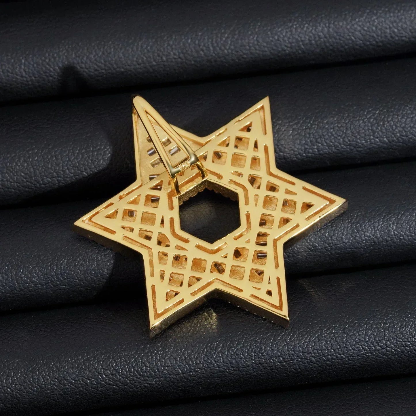 925 Silver Moissanite Star Pendant – European & American Hip-Hop Jewelry, In Stock - CaratixJewelry
