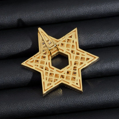 925 Silver Moissanite Star Pendant – European & American Hip-Hop Jewelry, In Stock - CaratixJewelry