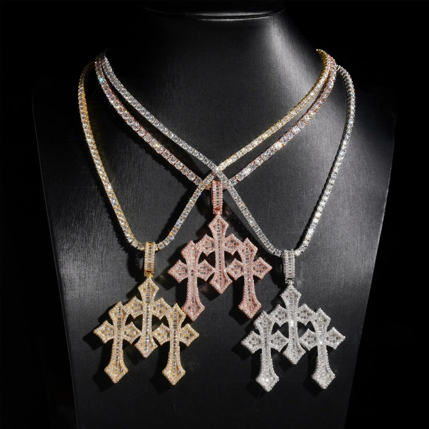 925 Sterling Silver Moissanite Cross Pendant Necklace – Classic Sparkling Christian Jewelry - CaratixJewelry