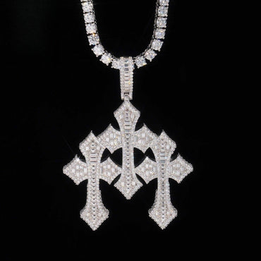 925 Sterling Silver Moissanite Cross Pendant Necklace – Classic Sparkling Christian Jewelry - CaratixJewelry