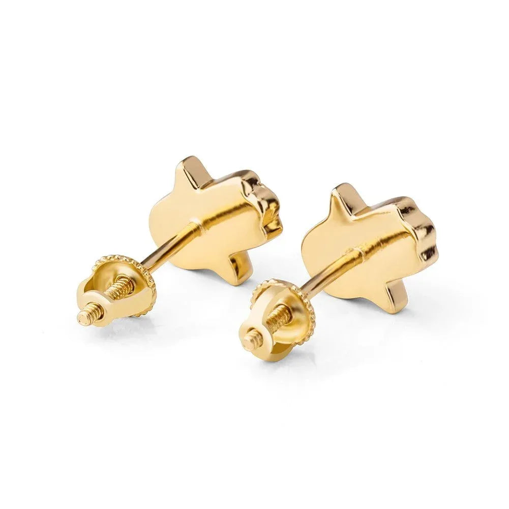 925 Sterling Silver Rose Gold Hamsa Hand Bling Earrings - CaratixJewelry