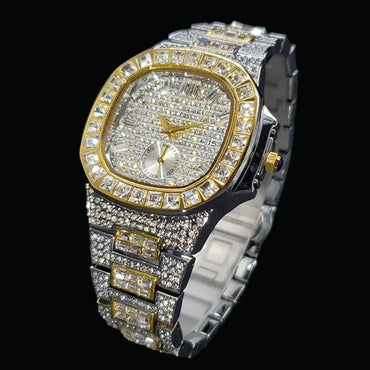 Luxury Date Special Minute Hand Iced Out Watch – High-End Hip Hop Watch for Men - CaratixJewelry