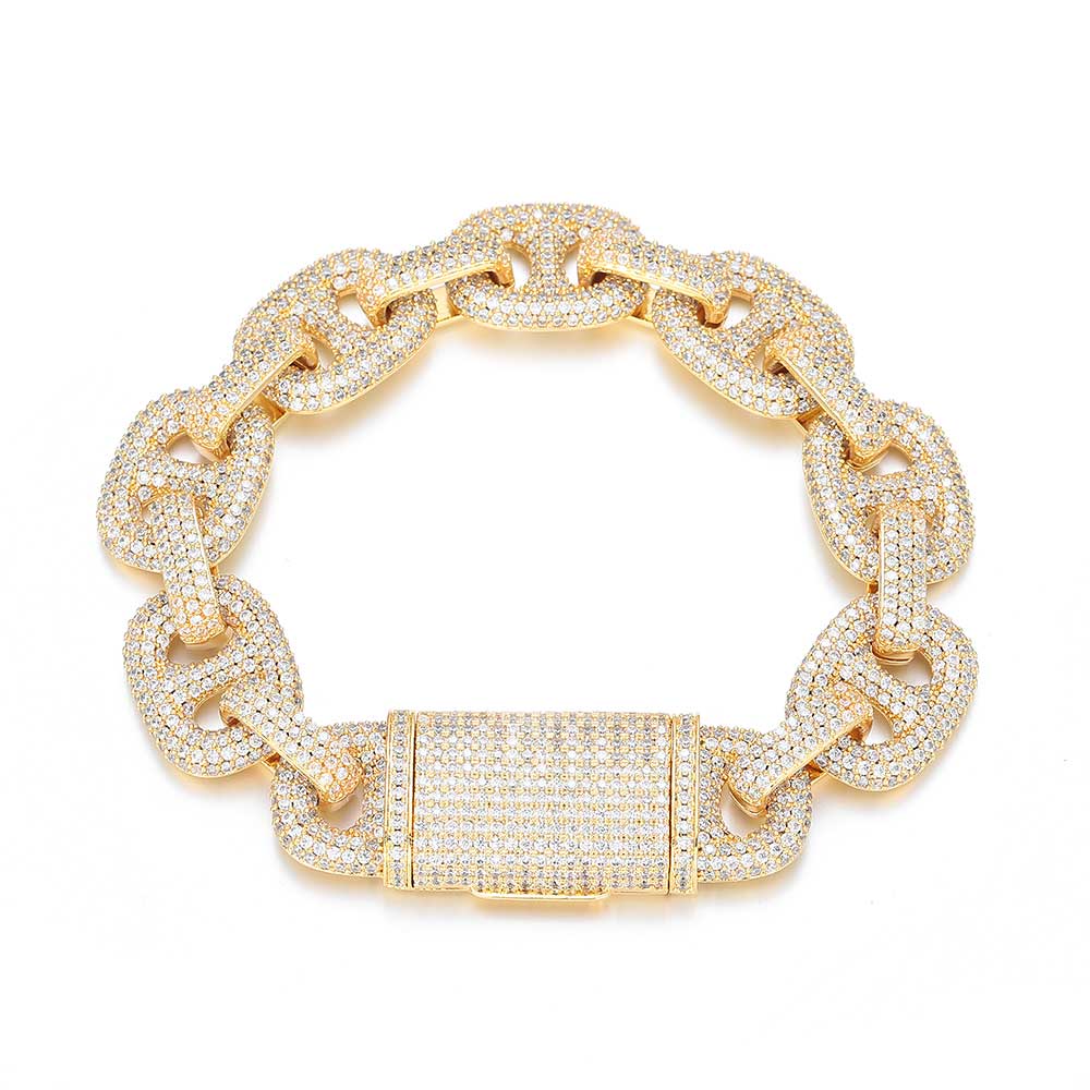 CARÁTIX 16mm Cuban Link Chain Necklace – CZ Iced Out Pig Nose Coffee Bean Hip Hop Jewelry for Women & Men | Gift