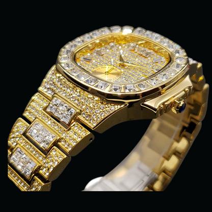 Luxury Date Special Minute Hand Iced Out Diamond Watch – High-End Hip Hop Watch for Men