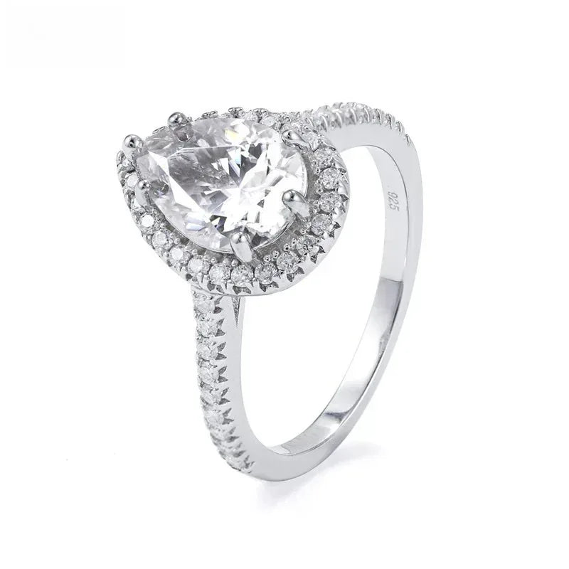 2ct Pear Moissanite Ring | S925 Silver Romantic Women’s Engagement Gift Jewelry - CaratixJewelry