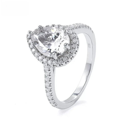 2ct Pear Moissanite Ring | S925 Silver Romantic Women’s Engagement Gift Jewelry - CaratixJewelry