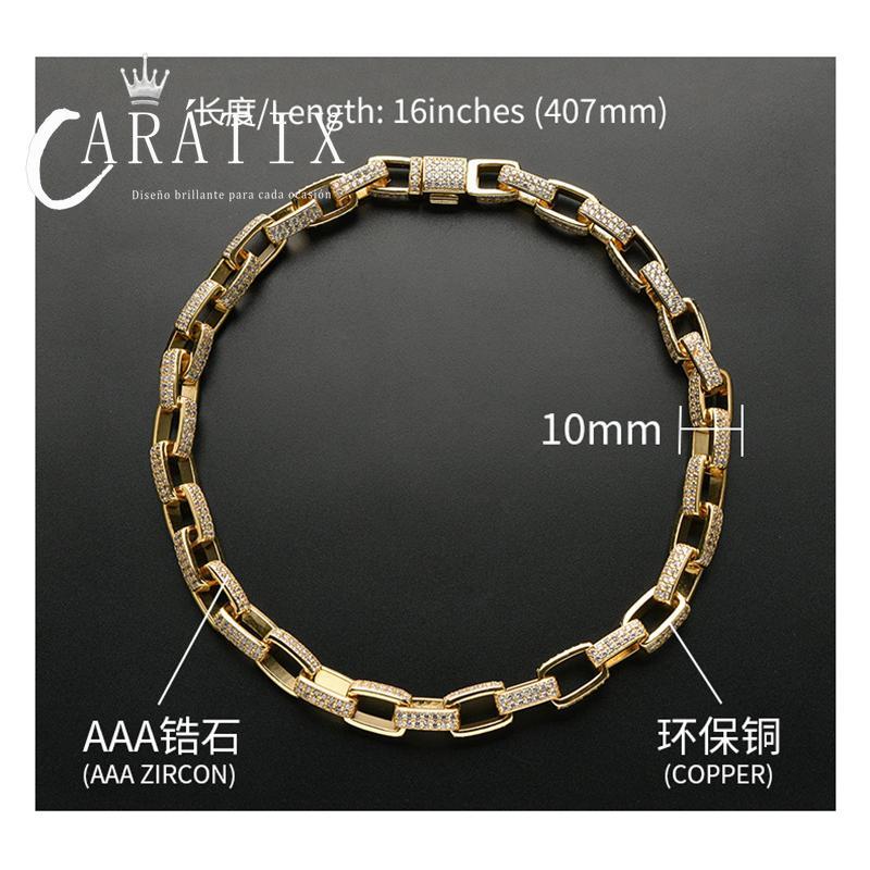 CARÁTIX 7"-28" Square Link Chain Bracelet – 5A+ CZ Iced Out Hip Hop Bling Jewelry for Men & Women | Rapper Gift