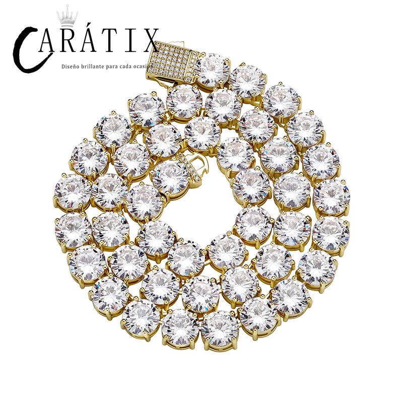CARÁTIX - Hip Hop Claw Setting Round CZ Stone Bling Iced Out 10mm Tennis Link Chain Chokers Necklaces for Men Women Unisex Rapper Jewelry Valentine's Day Gift for Men & Girls & Boys Mothers' Day Gift #Springtok