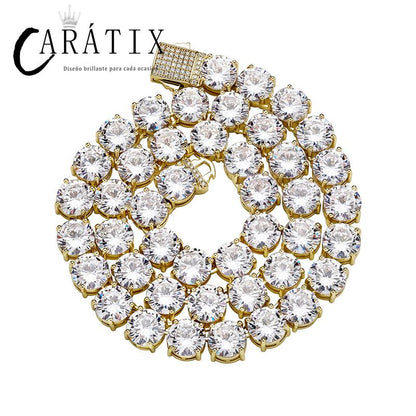 CARÁTIX - Hip Hop Claw Setting Round CZ Stone Bling Iced Out 10mm Tennis Link Chain Chokers Necklaces for Men Women Unisex Rapper Jewelry Valentine's Day Gift for Men & Girls & Boys Mothers' Day Gift #Springtok