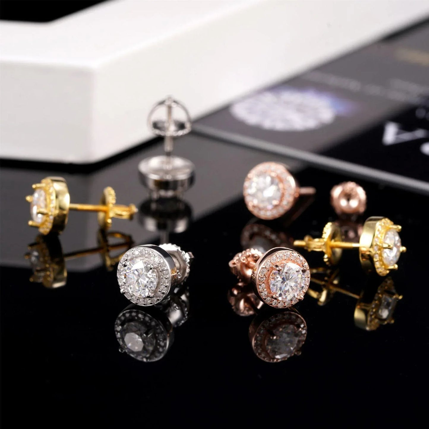 S925 Silver 8mm Moissanite Look Round Stud Earrings - CaratixJewelry