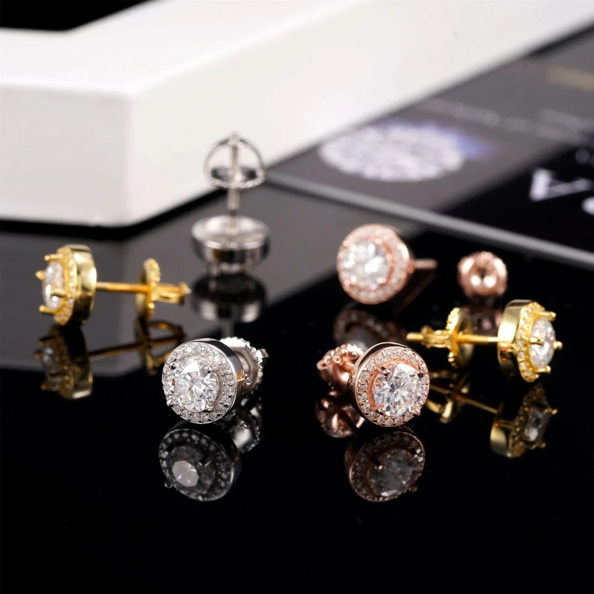 S925 Silver 8mm Moissanite Look Round Stud Earrings - CaratixJewelry