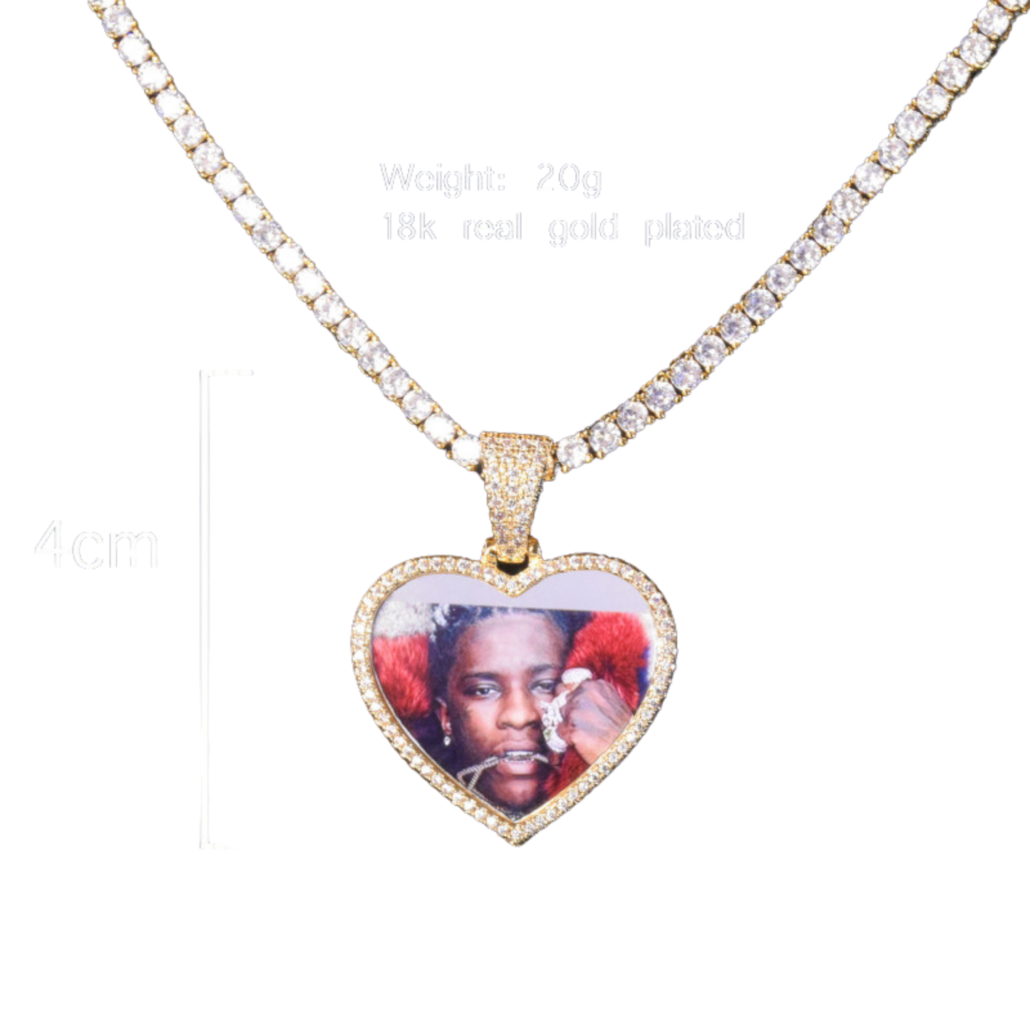 Herz Tennis Bail Solid Back Custom Foto Bild Anhänger Halskette