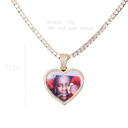 Herz Tennis Bail Solid Back Custom Foto Bild Anhänger Halskette