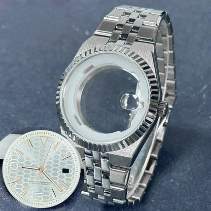 40mm Land-Dweller Watch Case & Dial Kit | Fits NH35 Miyota 8215 | 316L Stainless Steel Automatic Mechanical Case | Custom Iced Out Watch Base | Caratix