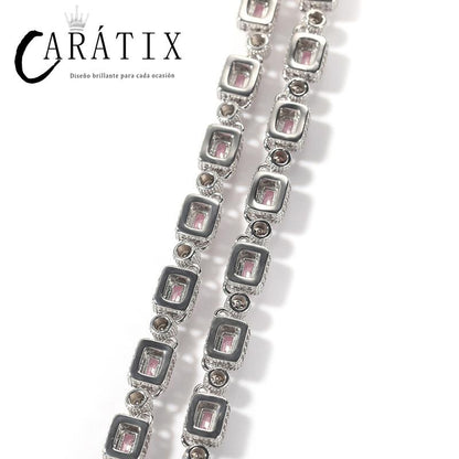 CARÁTIX Full CZ Tennis Chain | Iced Out Square & Round Link Hip Hop Necklace for Men & Women