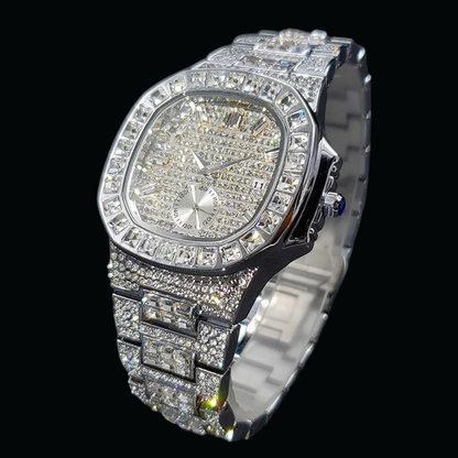 Luxury Date Special Minute Hand Iced Out Diamond Watch – High-End Hip Hop Watch for Men