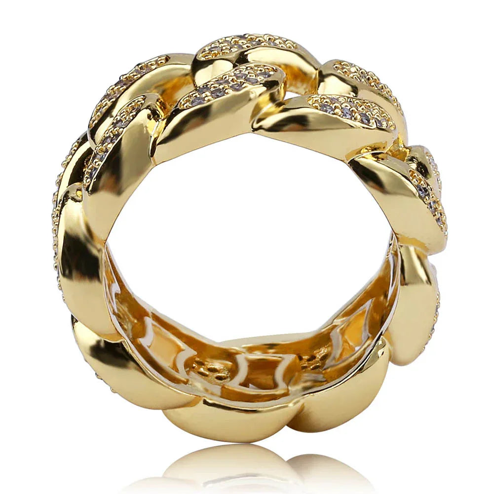 Iced Out Cuban Link Ring | Men's & Women's Pave Zirconia Band | Caratix