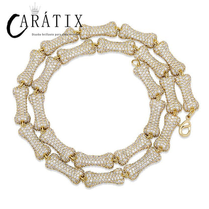 CARÁTIX Bone Link Chain | Full AAA CZ Iced Out Hip Hop Necklace for Men & Women