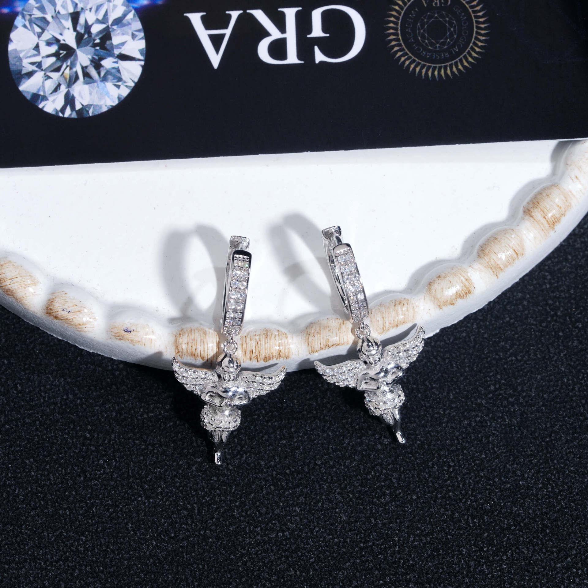 925 Silver Angel Style Moissanite Earrings Hip Hop Fashion - CaratixJewelry