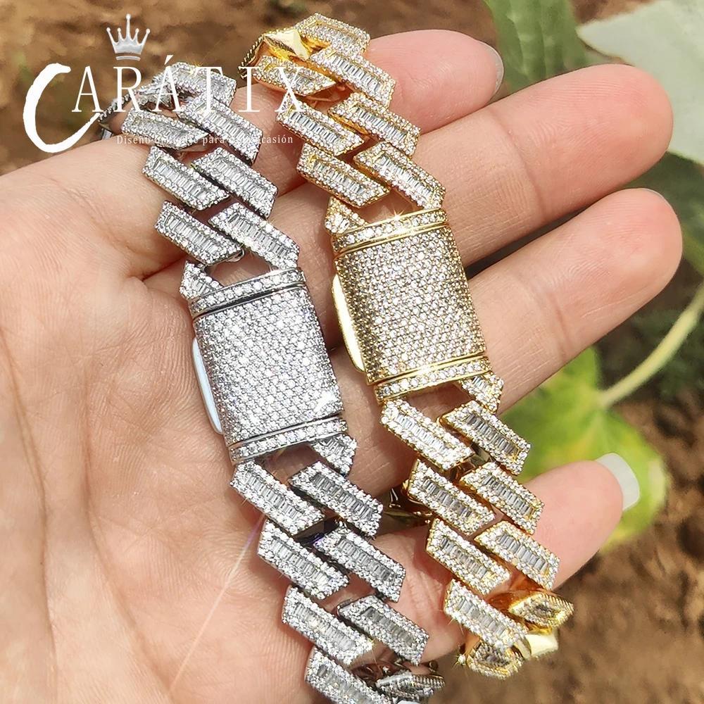 CARÁTIX 18mm Miami Cuban Link Chain Necklace – Mixed Inlay Zircon Iced Out Hip Hop Bling Jewelry for Men | Luxury Gift