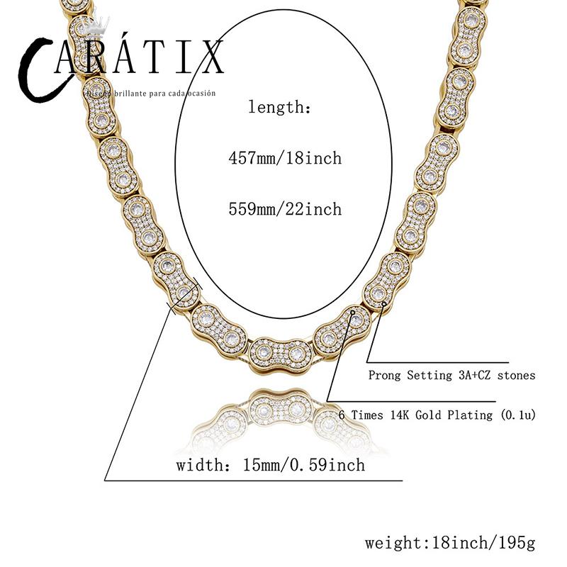CARÁTIX Motorcycle Link Chain | 3A+ CZ Iced Out Hip Hop Biker Necklace for Men