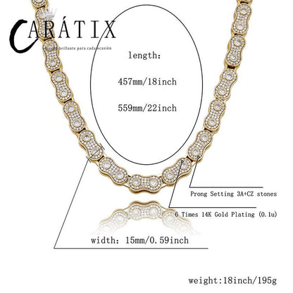 CARÁTIX Motorcycle Link Chain | 3A+ CZ Iced Out Hip Hop Biker Necklace for Men