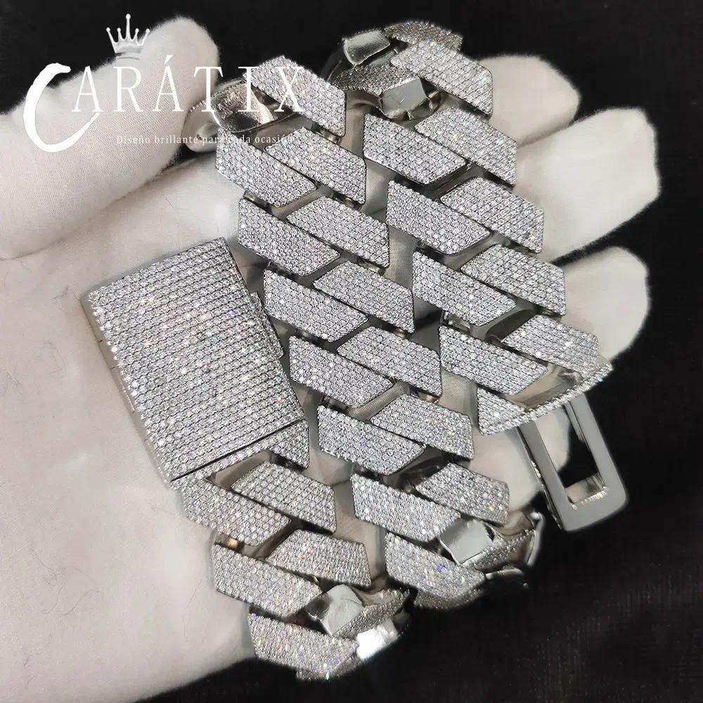CARÁTIX 25MM 6-Row Cuban Chain Necklace – Thick CZ Prong Hip Hop Jewelry for Men & Women
