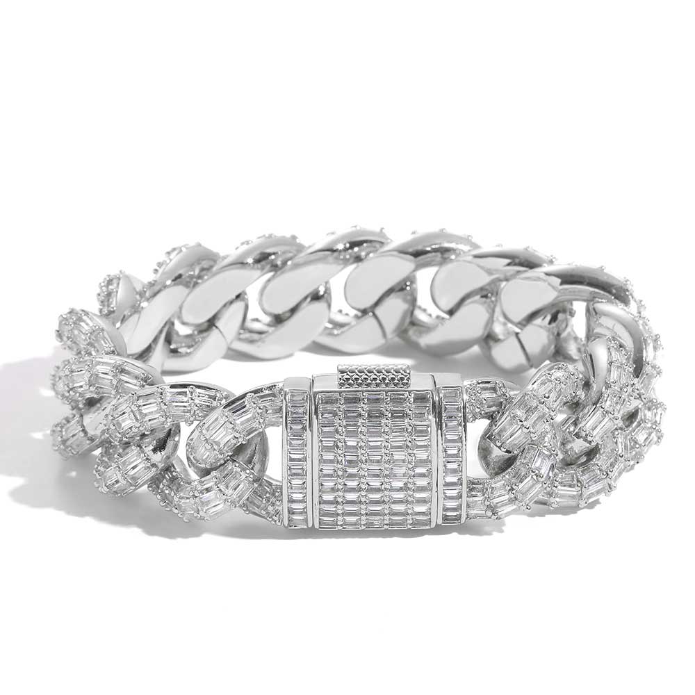 CARÁTIX - 21Mm Thick Cuban Link Chain Necklace Cubic Zirconia Women's T Square Cuban Chain Men Luxury Necklace Jewelry Valentine's Day Gift for Men & Girls & Boys Mothers' Day Gift #Springtok