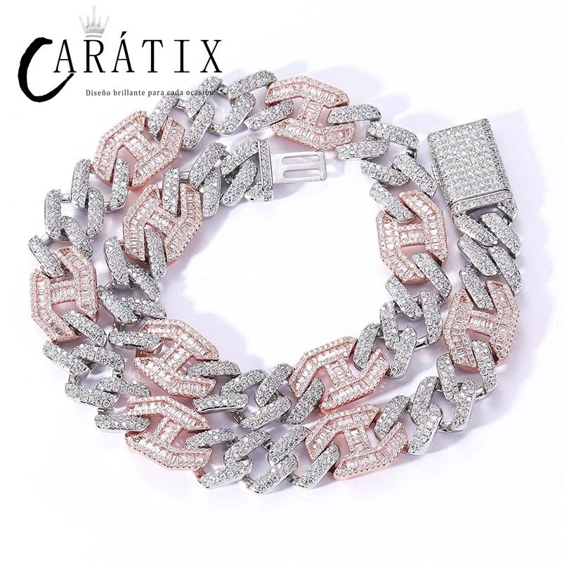 CARÁTIX 15mm Pig Nose Cuban Link Chain Necklace – AAA+ CZ Iced Out Hip Hop Bling Jewelry for Men | Rapper Gift