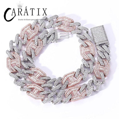 CARÁTIX 15mm Pig Nose Cuban Link Chain Necklace – AAA+ CZ Iced Out Hip Hop Bling Jewelry for Men | Rapper Gift