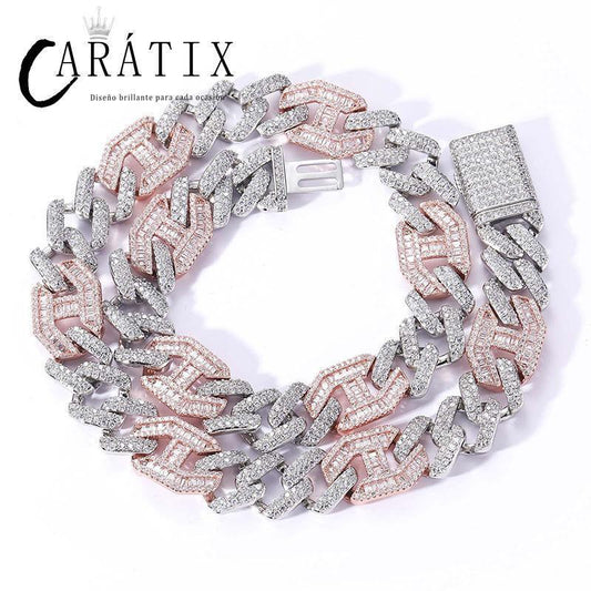 CARÁTIX 15mm Pig Nose Cuban Link Chain Necklace – AAA+ CZ Iced Out Hip Hop Bling Jewelry for Men | Rapper Gift - CaratixJewelry