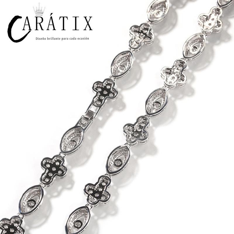 CARÁTIX Eyes & Cross Link Chain | 5A+ CZ Iced Out Hip Hop Bracelet Necklace for Men