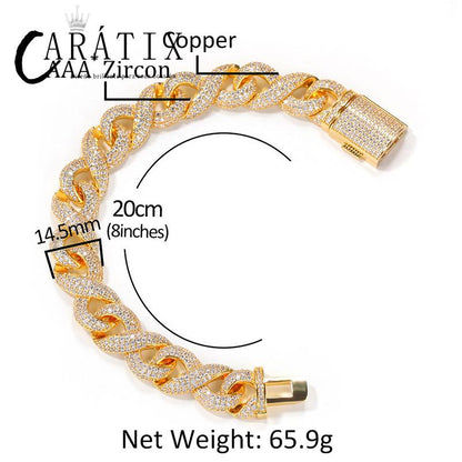 CARÁTIX Infinity 8 Shape Cuban Link Chain Necklace – 3A+ CZ Iced Out Hip Hop Bling Jewelry for Men | Solid Rapper Gift