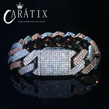 CARÁTIX 20mm Two-Tone Miami Cuban Link Chain Necklace – 5A CZ Iced Out Hip Hop Bling Jewelry for Men | Rapper Gift