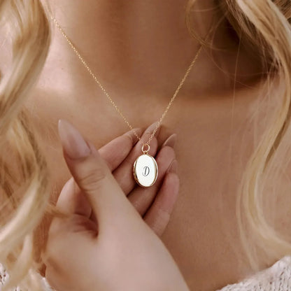 S925 Sterling Silver Oval Locket Necklace | Custom Photo Memory Pendant | Caratix