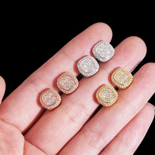 S925 Silver Round Moissanite Stud Earrings Unisex Classic Style - CaratixJewelry