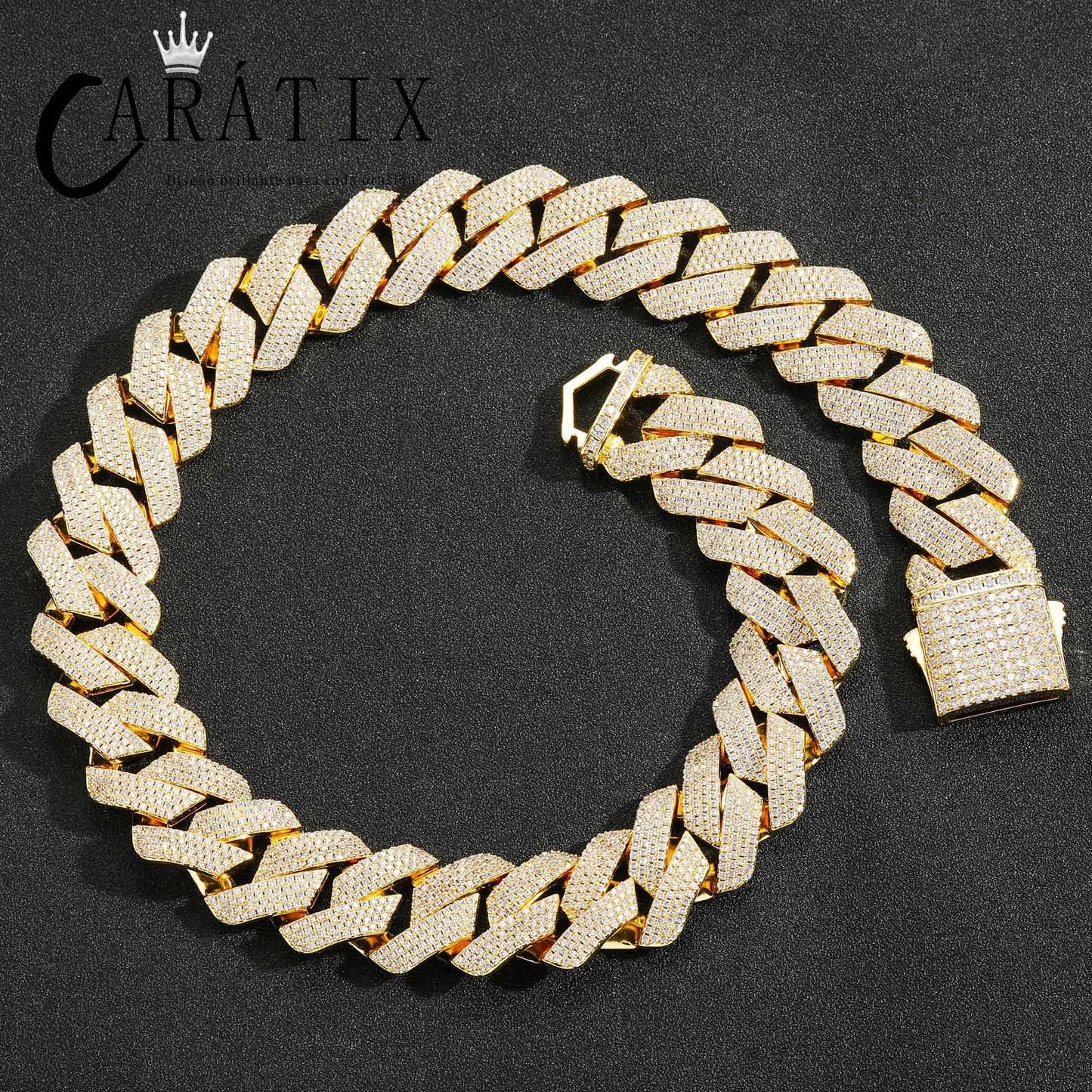 CARÁTIX 22mm Rhombus 4-Row Cuban Link Chain Necklace – Pink & White CZ Iced Out Hip Hop Bling Jewelry for Men | Custom Design