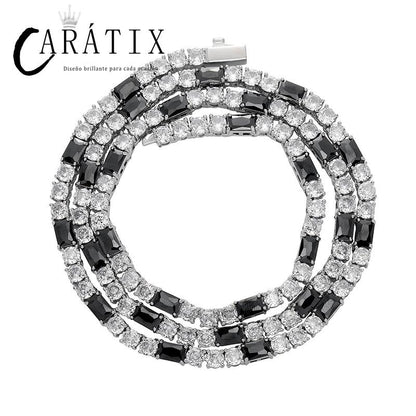 CARÁTIX Black Zircon Tennis Bracelet | 5A+ CZ Iced Out Hip Hop Chain for Men (7"-22")
