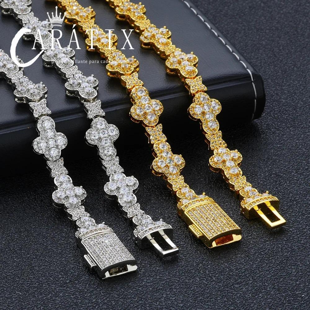 CARÁTIX Brass Zircon Cross Necklace – Iced Out CZ Bling Chain Jewelry for Women | Hip Hop Fashion Gift