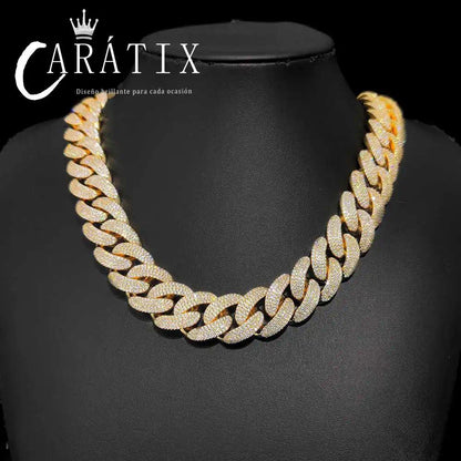 CARÁTIX – 20mm Bling Cuban Link Chain Necklace | Gold & Silver Plated Hip Hop Jewelry for Women