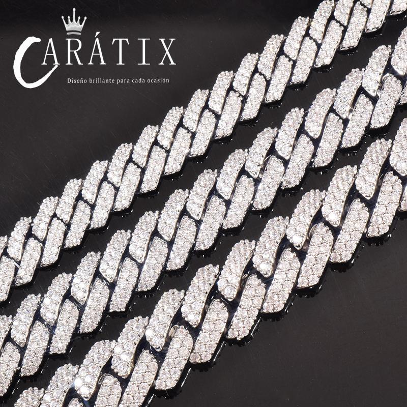 CARÁTIX 8mm/10mm/12mm Rhombus Cuban Link Chain Set – 5A+ CZ Iced Out Hip Hop Bling Necklace & Bracelet Jewelry for Men | Gift Idea