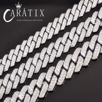 CARÁTIX 8mm/10mm/12mm Rhombus Cuban Link Chain Set – 5A+ CZ Iced Out Hip Hop Bling Necklace & Bracelet Jewelry for Men | Gift Idea
