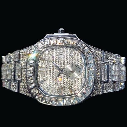 Luxury Date Special Minute Hand Iced Out Diamond Watch – High-End Hip Hop Watch for Men