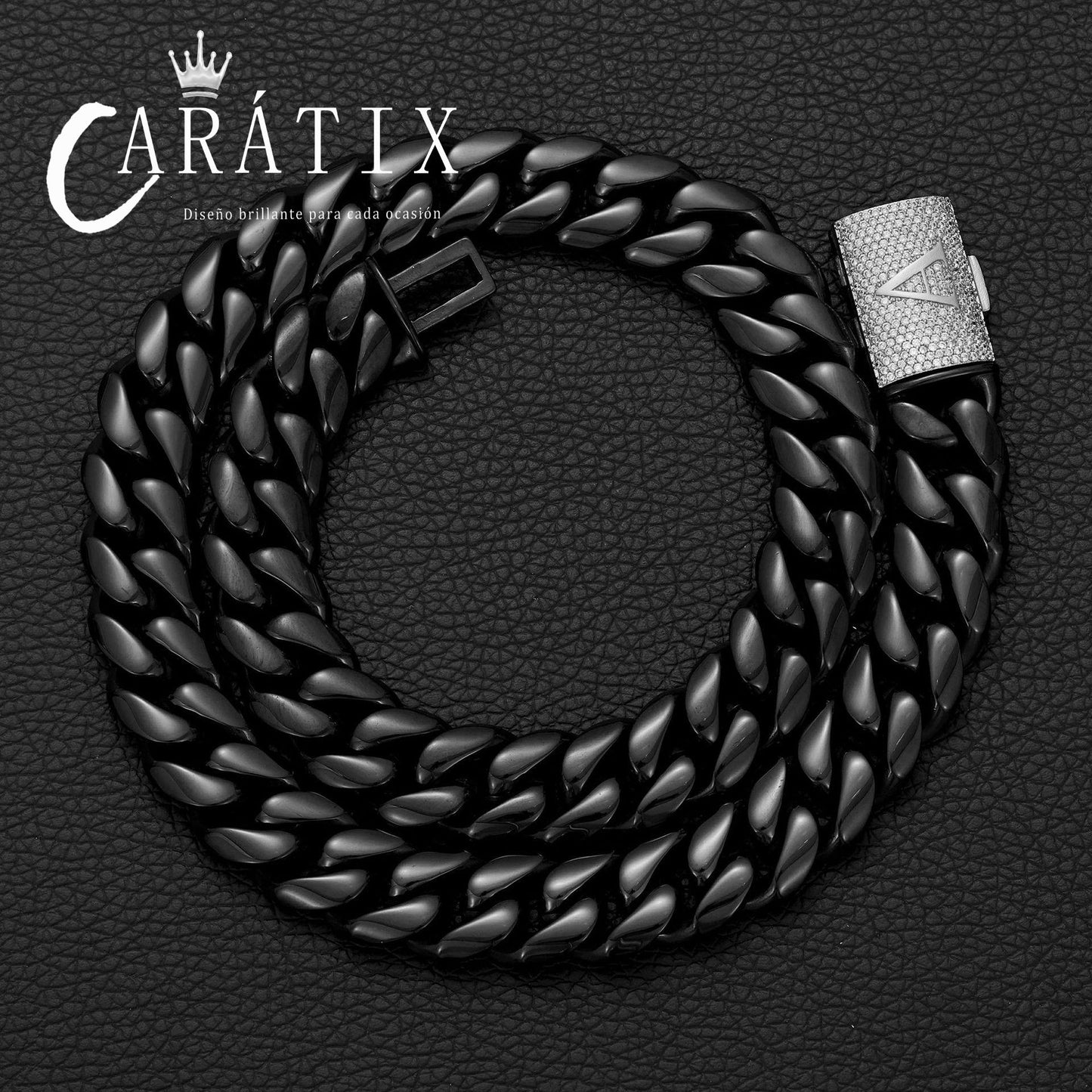 CARÁTIX Silver Letter Cuban Link Chain Necklace – Zircon Chunky Hip Hop Jewelry for Men | Punk Style Fashion Gift