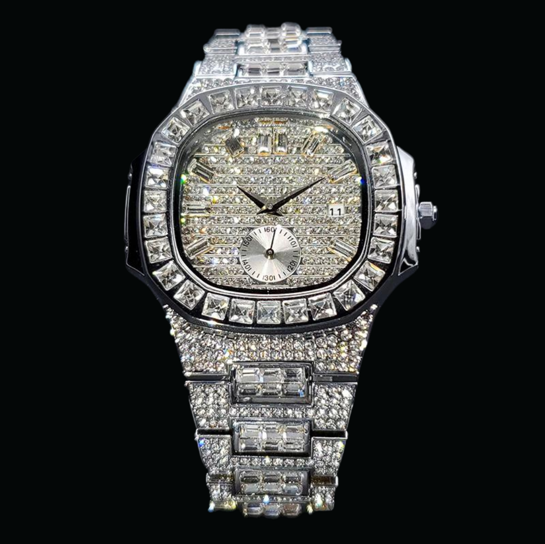Luxury Date Special Minute Hand Iced Out Diamond Watch – High-End Hip Hop Watch for Men