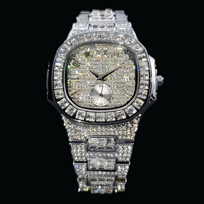 Luxury Date Special Minute Hand Iced Out Diamond Watch – High-End Hip Hop Watch for Men
