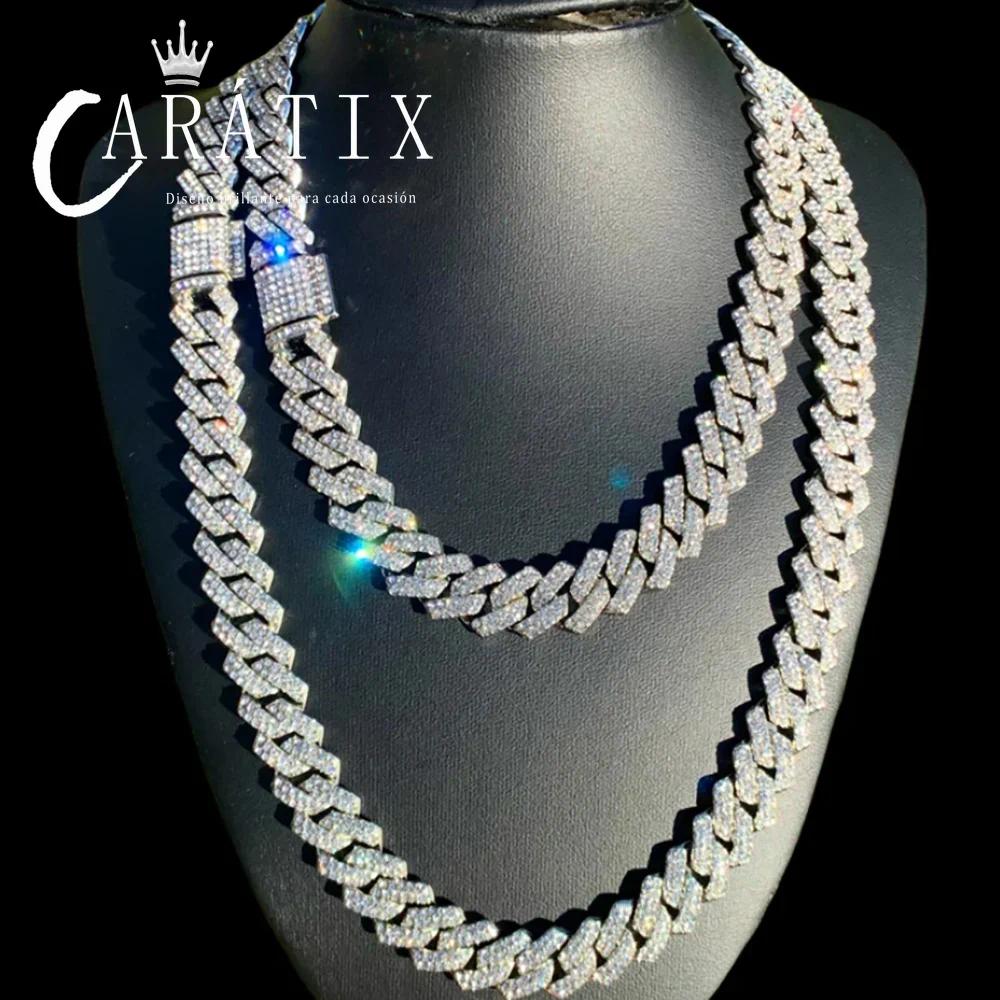 CARÁTIX – 14mm Rhombus Cuban Link Chain Necklace & Bracelet Set | Brass CZ Box Buckle Jewelry for Men